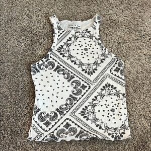 Women's Black and White Paisley Tank Top